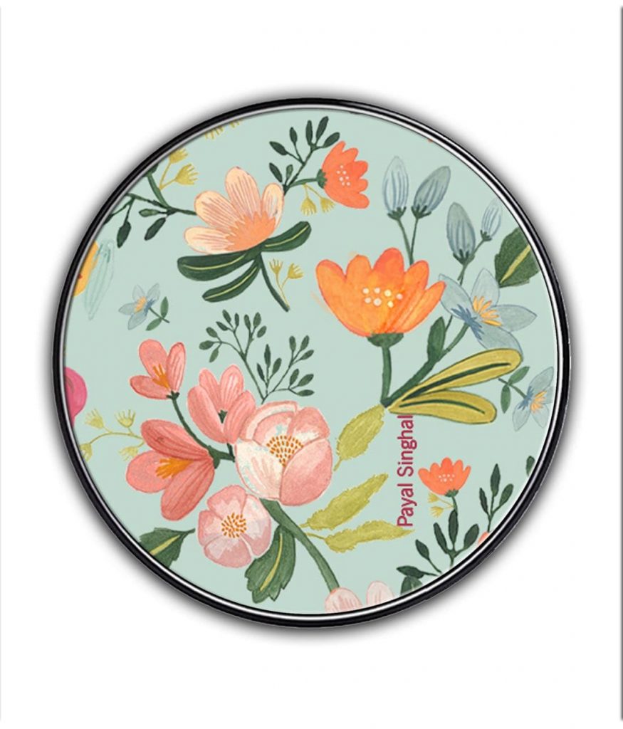 Payal Singhal Aqua Handpainted Flower – Qi Compatible Pro Wireless Charger