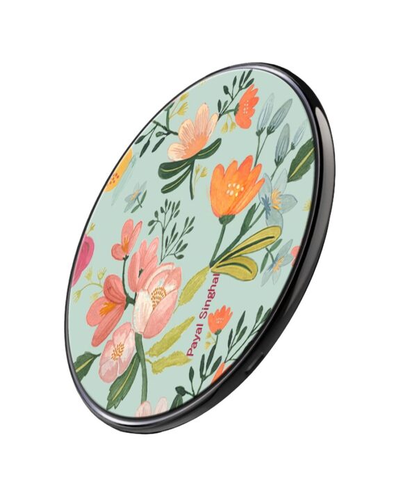 Payal Singhal Aqua Handpainted Flower - Qi Compatible Pro Wireless Charger